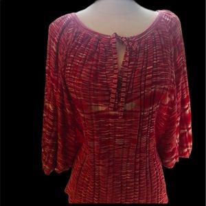 BCBG MaxAzria Red & Tan Keyhole Neckline Sweater S